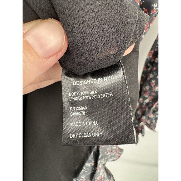 Intermix Silk Floral Necktie Dress Peplum Hem Boho Preppy Summer 4 Fairy Cottage - Picture 9 of 11